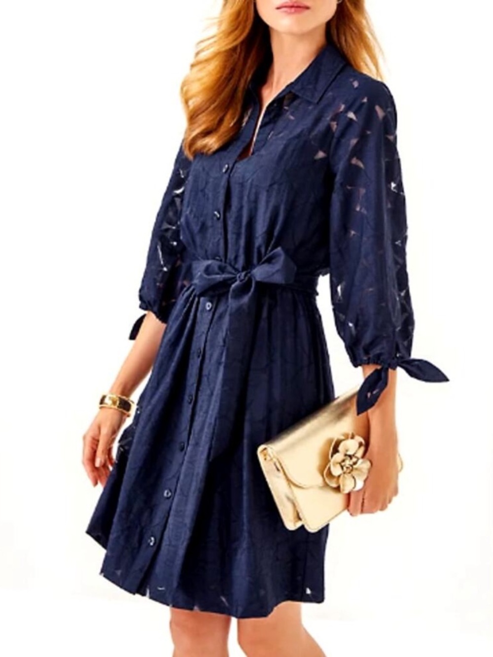 Lily Pulitzer Navy Flora Faille Amrita
Shirtdress size 8